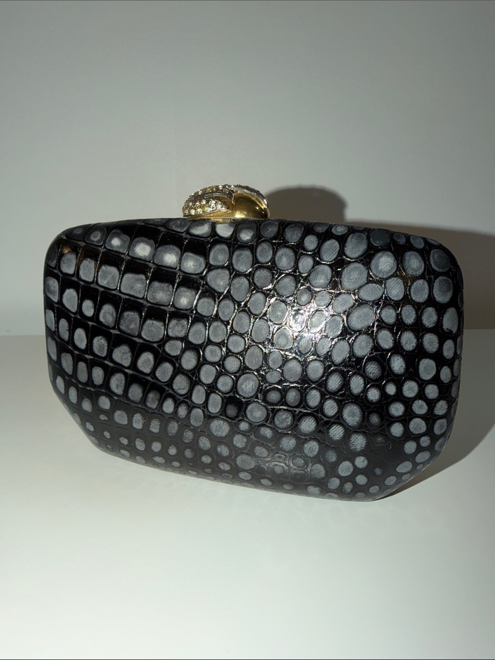 Vintage RODO Italy black croc embossed leather clutch shoulder bag - Picture 3 of 14